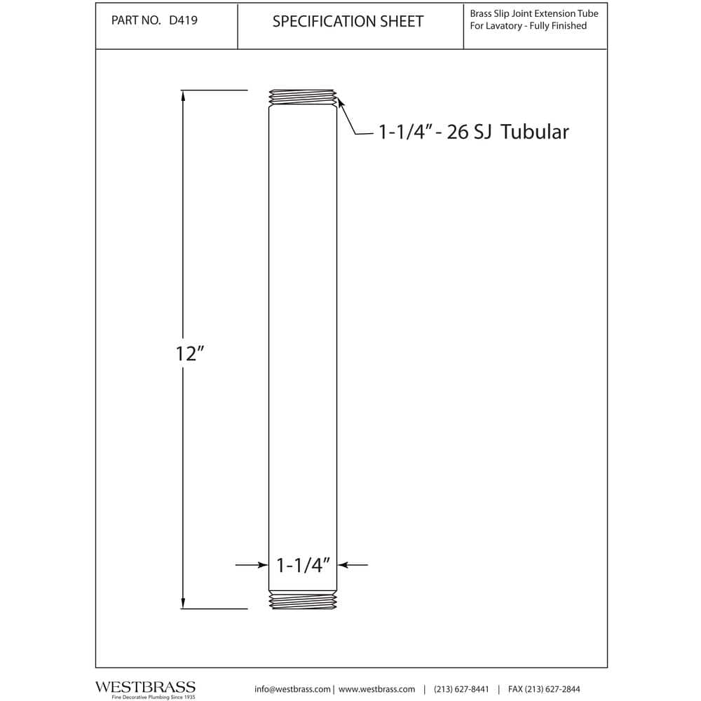 Polished Chrome Brass Threaded Lavatory Sink Drain Extension