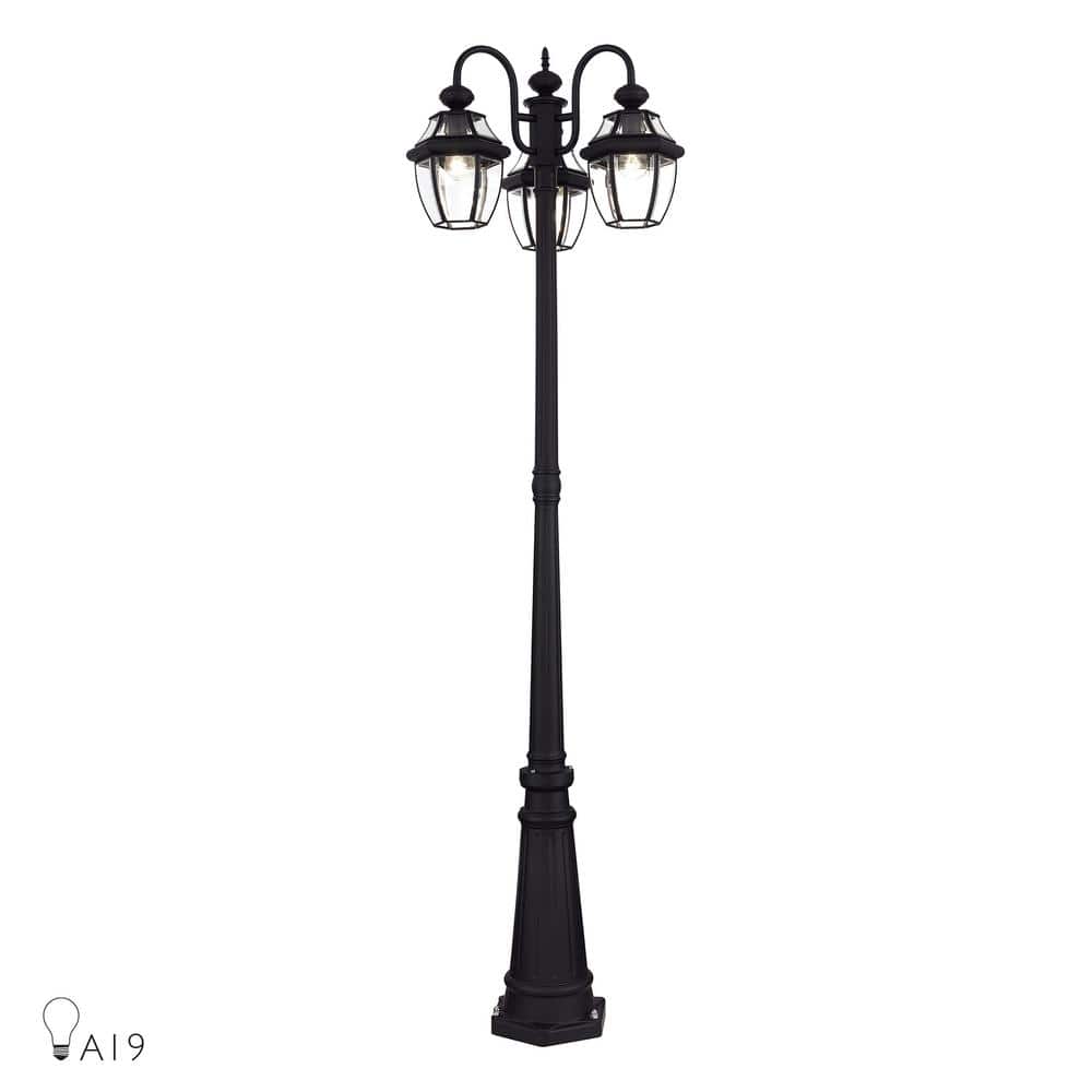 Monterey 3-Light Black Cast Brass Hardwired Outdoor Rust Resistant Post Light Set with No Bulbs Included price history on PriceWatchPro