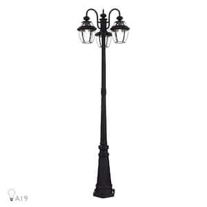 Monterey 3-Light Black Cast Brass Hardwired Outdoor Rust Resistant Post Light Set with No Bulbs Included