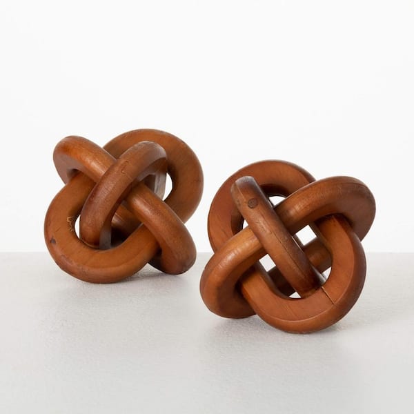 SULLIVANS 5.5 in. Modern Decorative Knot Set of 2, Wood