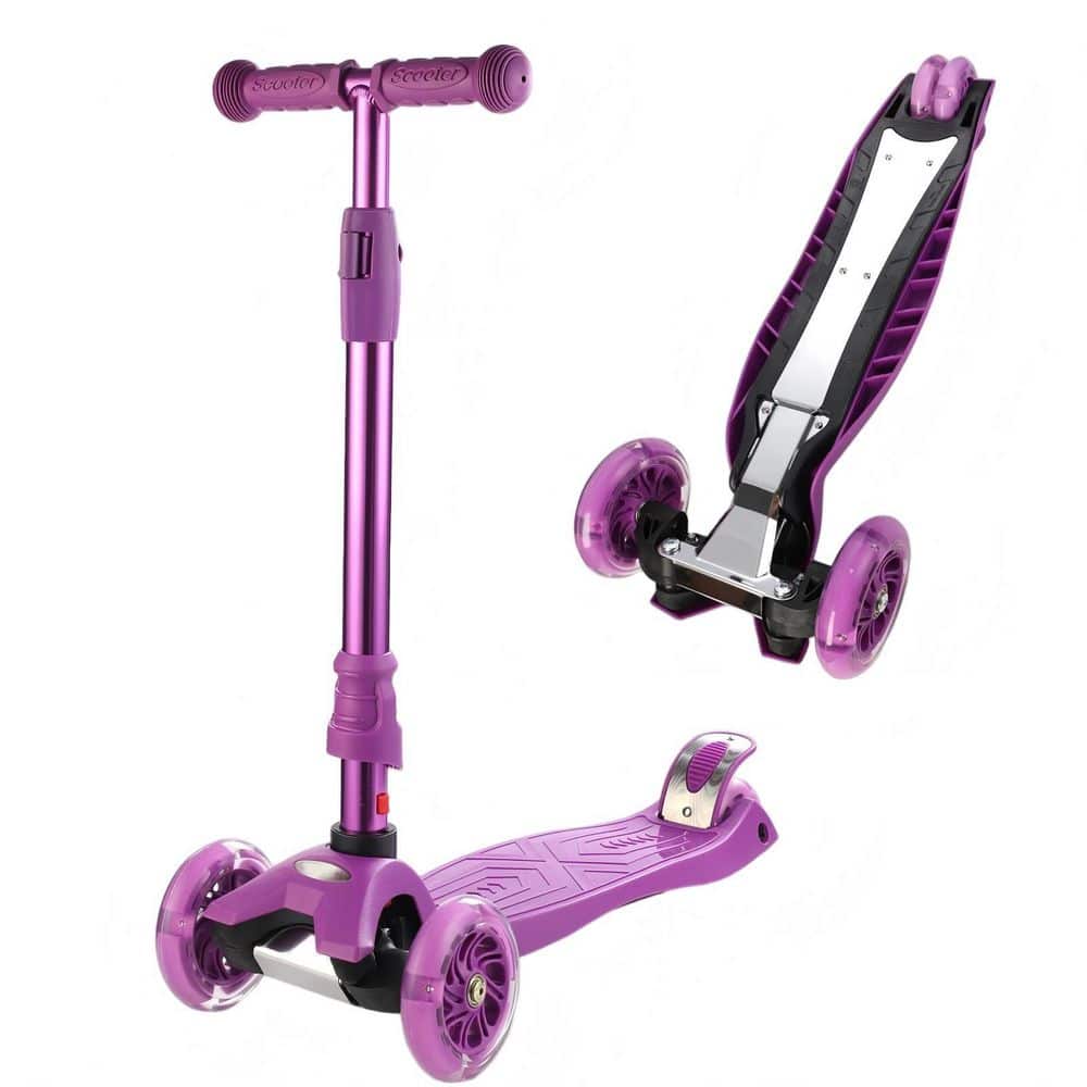 3-Wheel Scooter for Kids Ages 6-12, Kids Scooter with Light Up Wheels, 4 Height Adjustable in Purple price history on PriceWatchPro