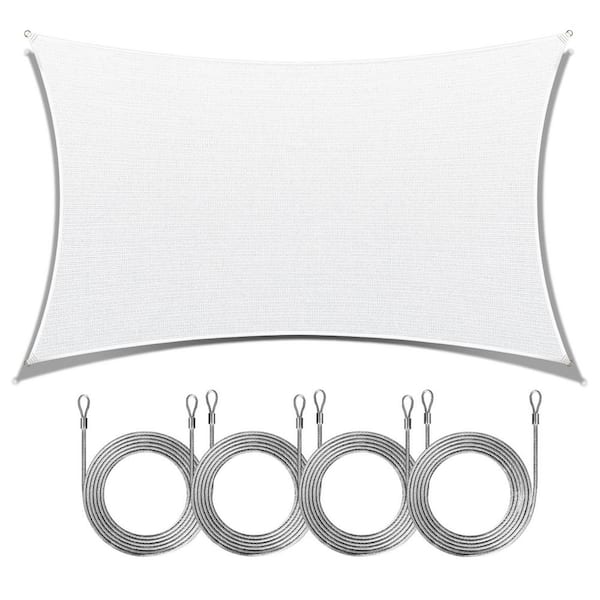 AMGO 10 ft. x 20 ft. Rectangle Sun Shade Sail with Rope-White