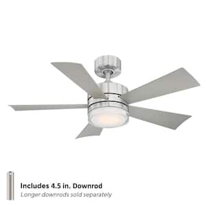Wynd 42 in. Smart Indoor/Outdoor 5-Blade Ceiling Fan Stainless Steel with 3000K LED and Remote Control