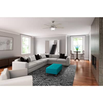 Hunter Channing 54 in. Hunter Express Indoor Brushed Nickel Ceiling Fan with Remote and Light Kit Included 53367