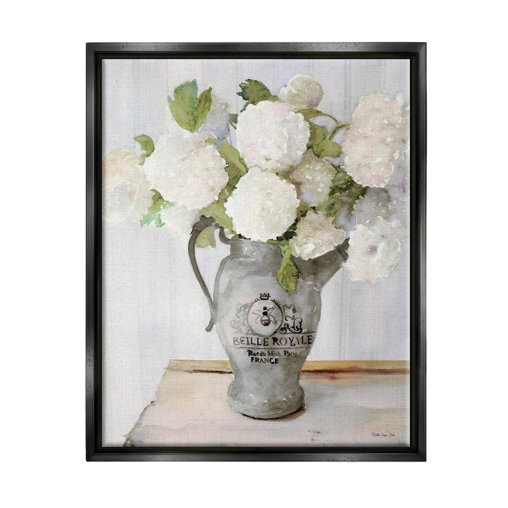 Hydrangea in French Country Pitcher Life by Stellar Design Studio Floater Frame Nature Wall Art Print 21 in. x 17 in. price history on PriceWatchPro
