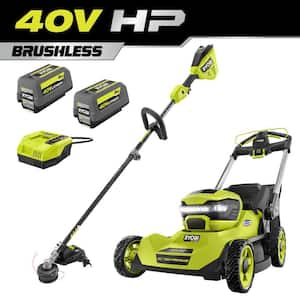 40V HP Brushless 21 in. Cordless Walk Behind Self-Propelled Lawn Mower & Trimmer with (2) 6.0 Ah Batteries and Charger