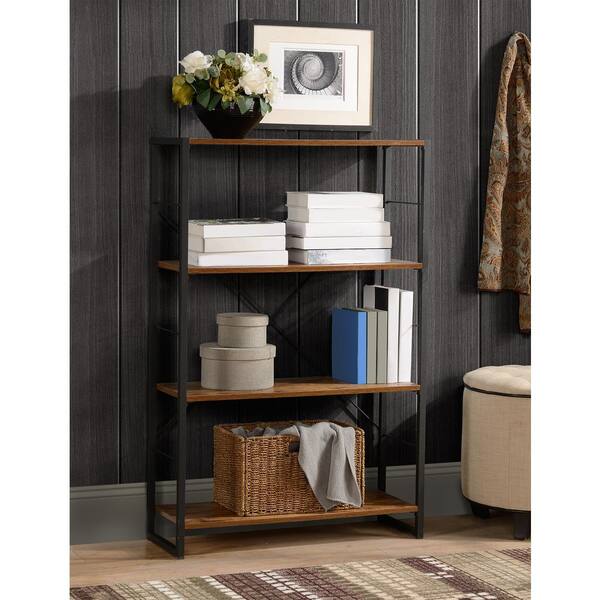 Dunham Acacia Dark Small Low Bookcase with 3 Shelves Cabinet Brown Living Room 