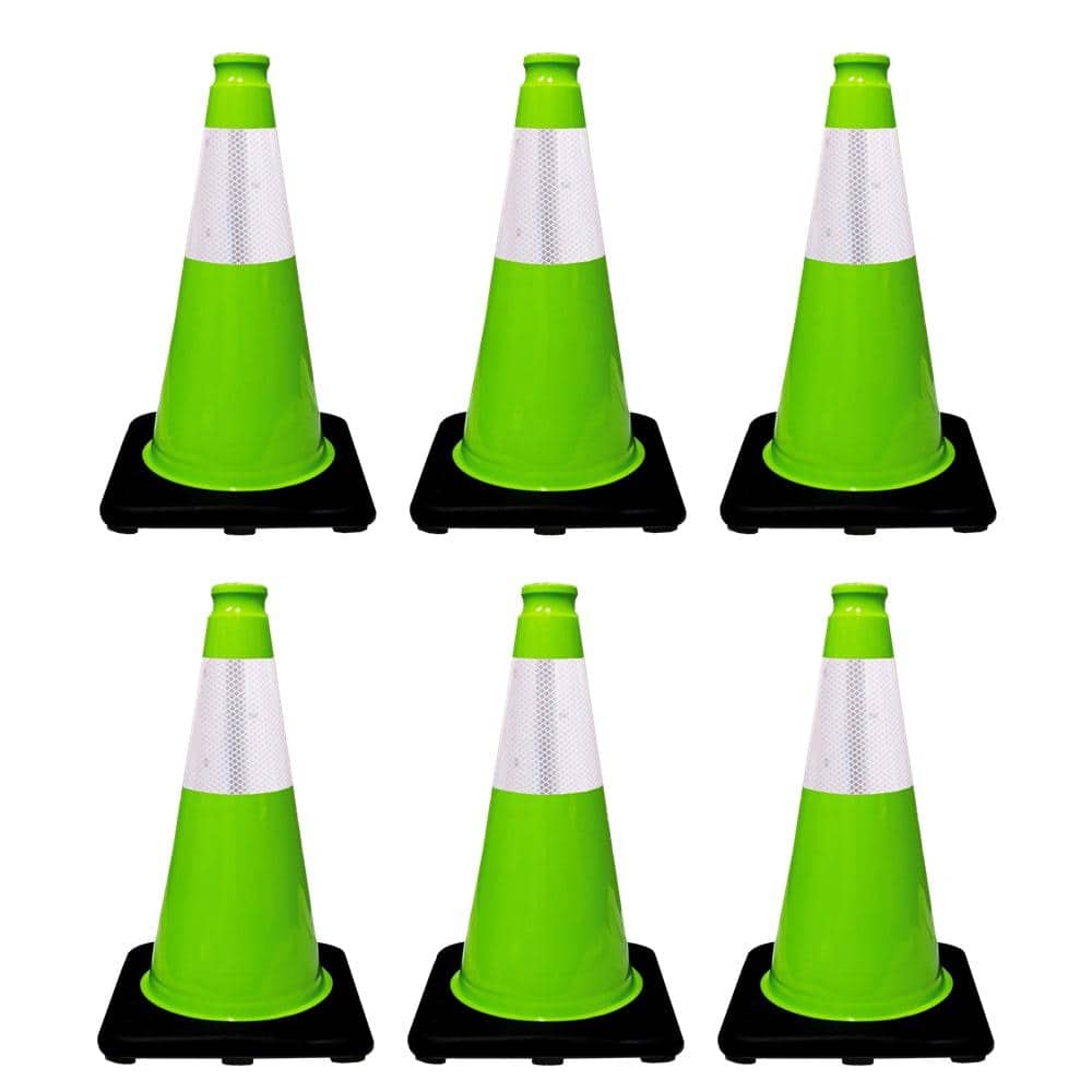 18 in. Lime Green Traffic Cone with Black Base and 6 in. Reflective Collar 3 lbs. (6-Pack) price history on PriceWatchPro
