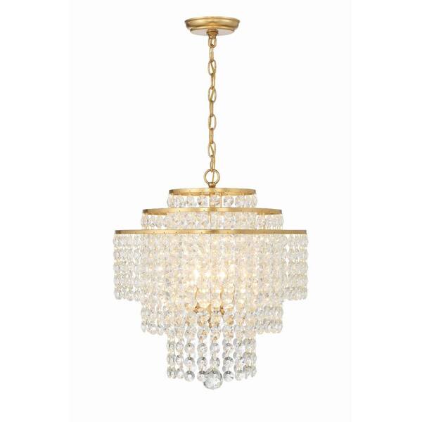 Crystorama Gabrielle 4-Light Antique Gold Chandelier