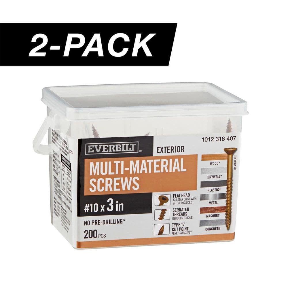 2-Pack #10 x 3 in. Brown 6-Lobe Star Drive Exterior Flat Head Multi-Material Screw (6 lbs. / 400-Piece) price history on PriceWatchPro