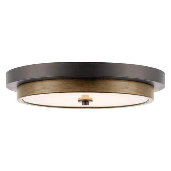 Kira Home Hermosa Oil-Rubbed Bronze Modern Semi-Flush with Smoked Birch Shade