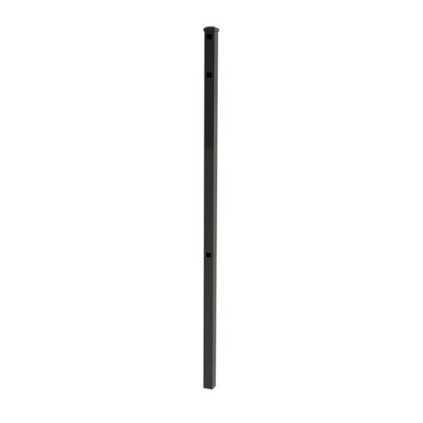 FORGERIGHT 79 in. H 3-Rail Deluxe Black Aluminum End/Gate Fence Post with Cap