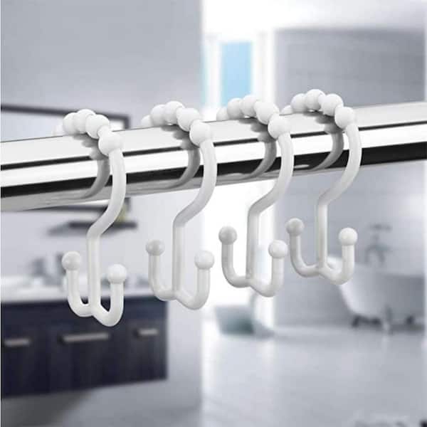 Plastic Shower Curtain Hooks, , Double Shower Curtain Hooks, Shower Hooks,  Shower Curtain Rings/Hooks in White