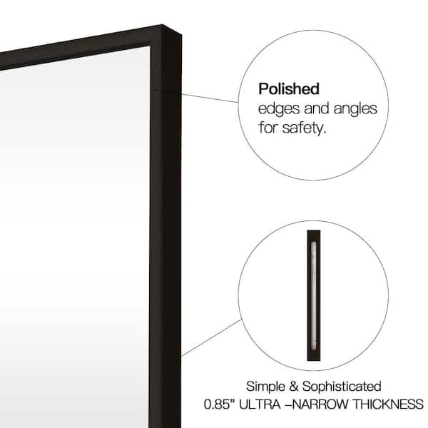 Jl Creation 71 In X 31 5 Modern Black Rectangle Framed Full Length Leaning Mirror Wall Max 80 The Home Depot Wall Mirror Max Black 80, Wall Leaning Full Length Mirror