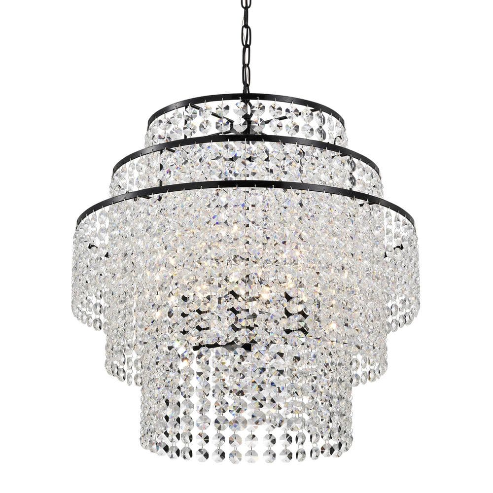 Arietta 6-Light Antique Black Modern Glam Chandelier with Tier Cascading Crystals price history on PriceWatchPro