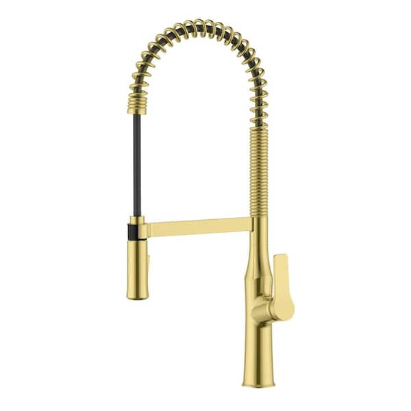 Bianca Brushed Gold 23.75 in. H Pull Down Sprayer Kitchen Faucet with 360° Spout Swivel