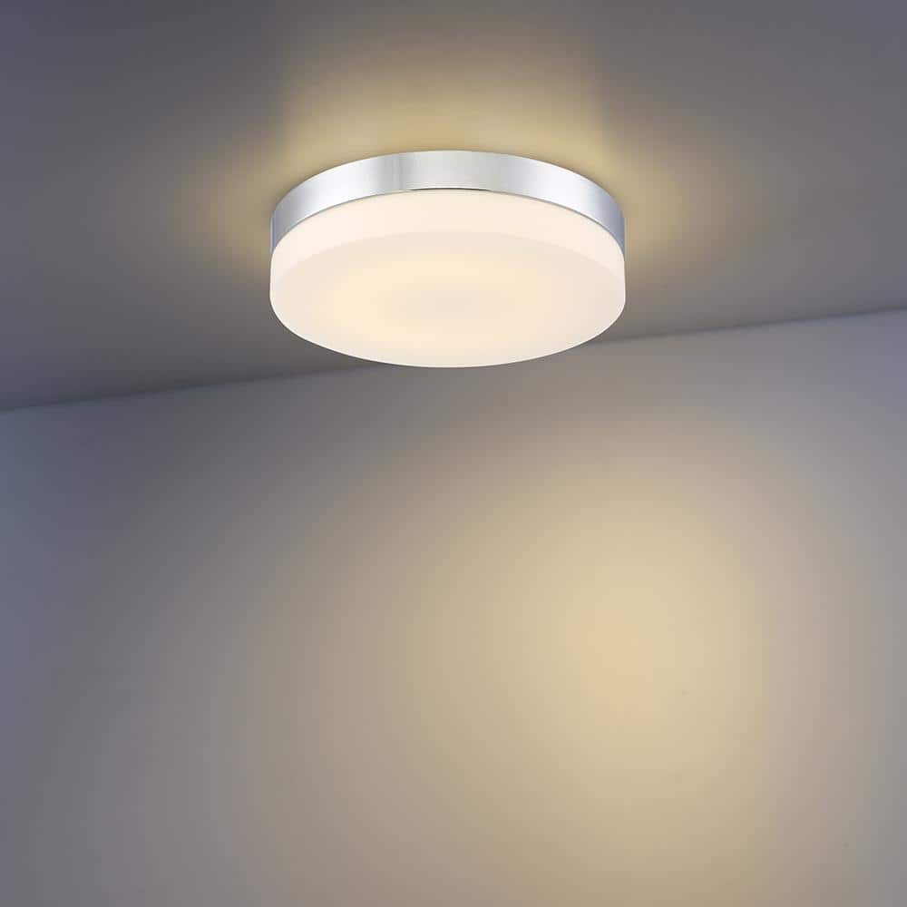 Koss 11'' Chrome LED Flush Mount Ceiling Light with Opal White Glass
