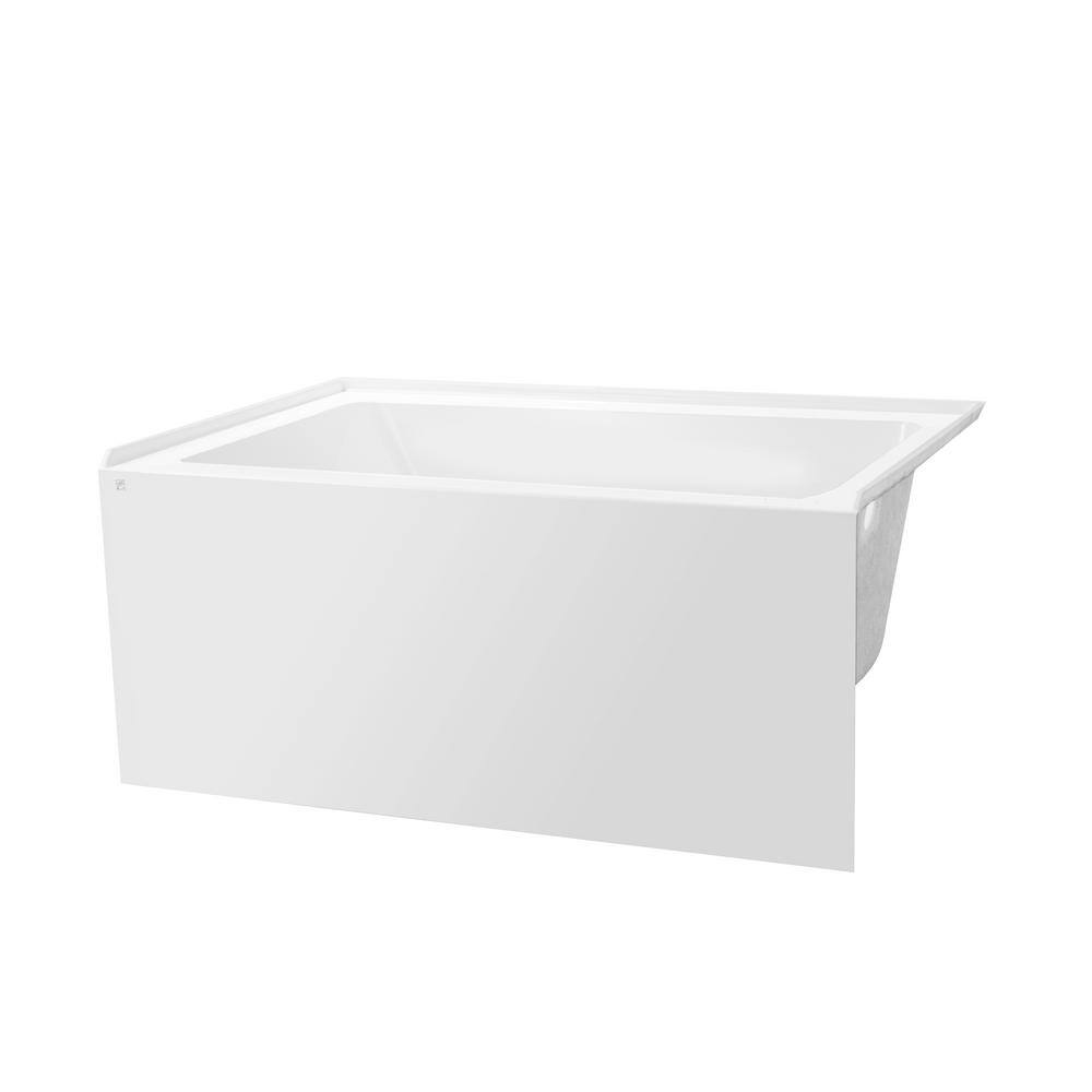 White Acrylic Alcove Soaking Bathtub with Right Drain