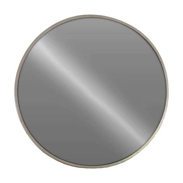 Benjara 36 in. W x 36 in. H Silver Round Modern Metal Frame Wall Mirror