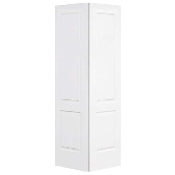 Steves & Sons 24 in. x 80 in. 2-Panel Square Top White Primed Classic Composite Smooth Hollow Core Bi-fold Door