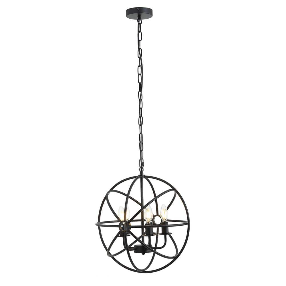 aiwen 4-Light Industrial Black Globe Hanging Light Fixture Vintage ...