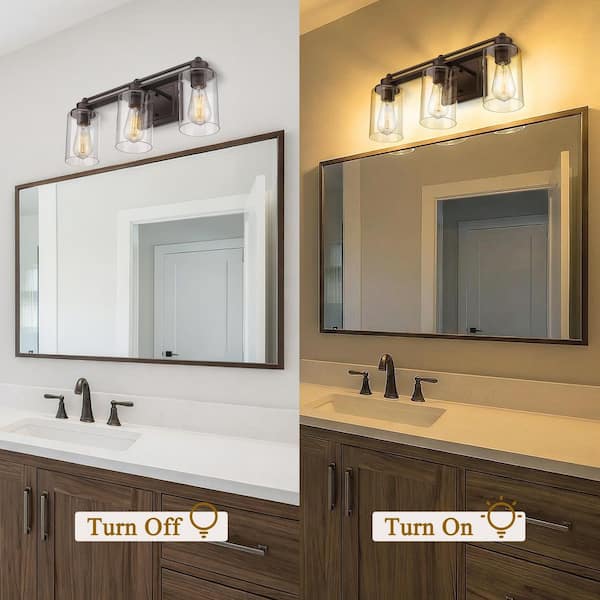 JAZAVA Farmhouse 22.5 in. 3-Light Oil-Rubbed Bronze Bathroom