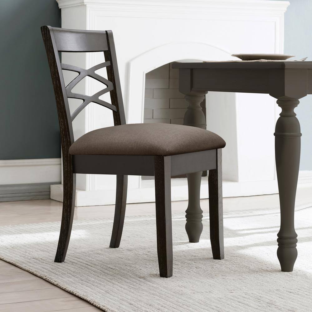 Graystone Wood Double Cross Back Upholstered Side Chair Set