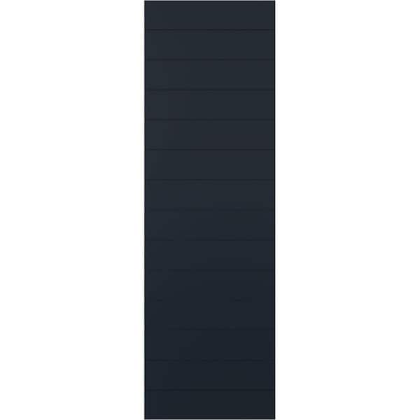 Ekena Millwork 12 in. x 44 in. PVC Horizontal Slat Modern Style Fixed Mount Board and Batten Shutters Pair in Starless Night Blue