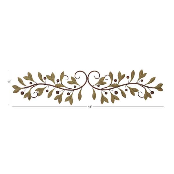 48 in. x  11 in. Metal Green Leaf Wall Decor