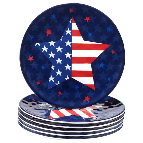 Stars & Stripes Assorted Colors Salad Plate (Set of 6)