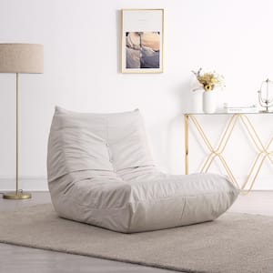 Home Decorator's Collection 31.5 in. Armless Polyester Upholstery Curved Lazy Sofa Lounge Chair Bean Bag Sofa in. White