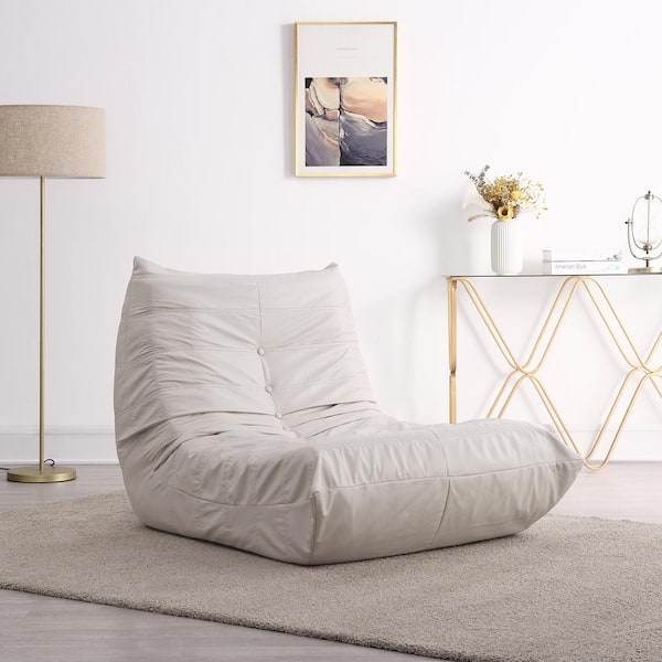 Unbranded Home Decorator's Collection 31.5 in. Armless Polyester Upholstery Curved Lazy Sofa Lounge Chair Bean Bag Sofa in. White