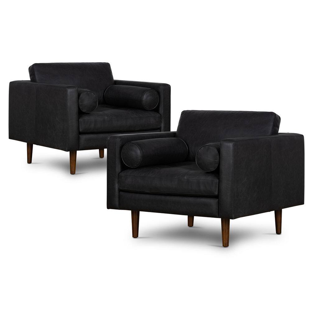 Poly and Bark Napa Lounge Arm Chair in Onyx Black (Set of 2) EM387BLKX2 The Home Depot