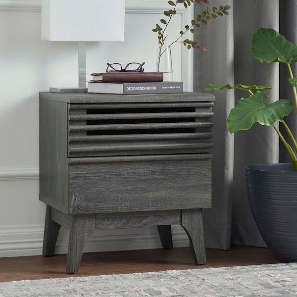 MODWAY Render 2-Drawers Nightstand in Charcoal