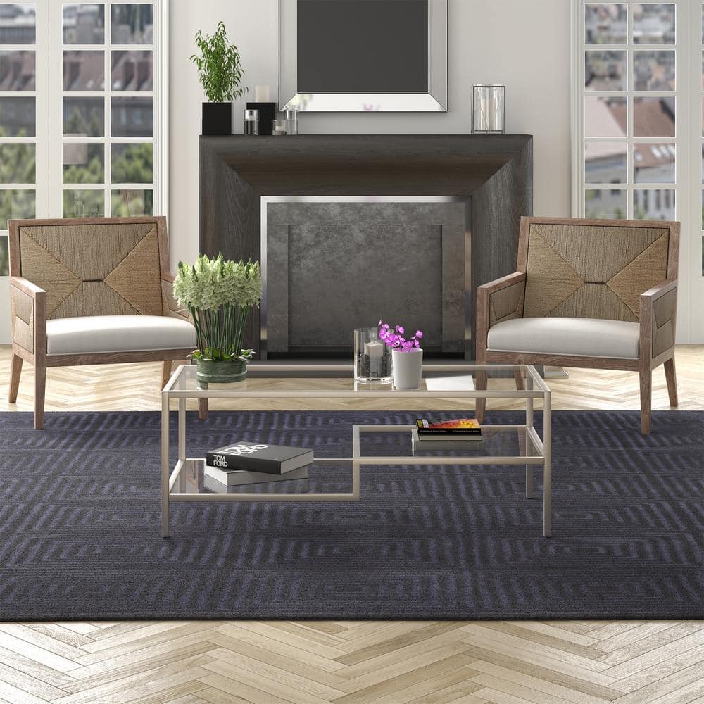 Satin Nickel Medium Rectangular Glass Coffee Table