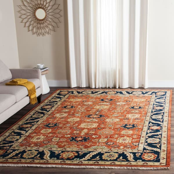 Heriz 9 ft. x 12 ft. Rust/Navy Oriental Area Rug