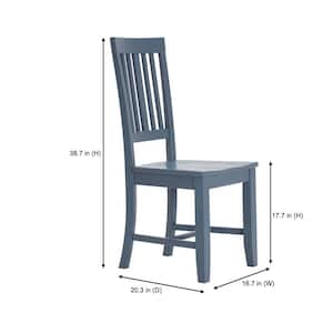 Scottsbury Steel Blue Wood Dining Chair with Slat Back (Set of 2) (16.7 in. W x 38.7 in. H)