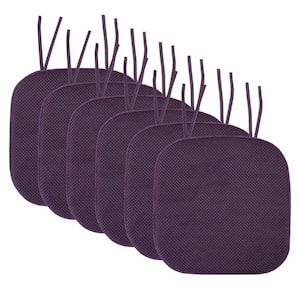 Honeycomb Memory Foam Square 16 in. x 16 in. Non-Slip Back Chair Cushion with Ties (6-Pack), Eggplant