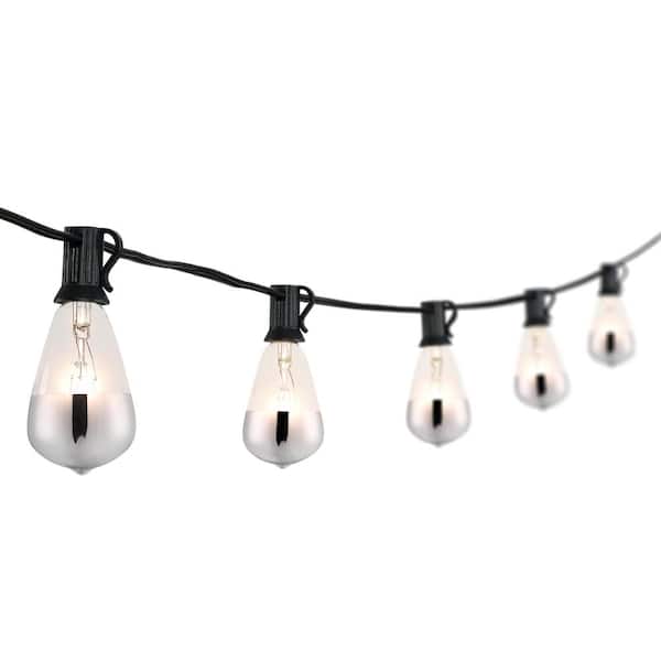 Electric Café String Lights with 10 Brown Metal Domes - LumaBase