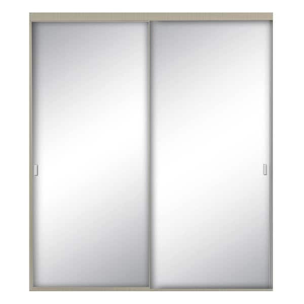 Contractors Wardrobe 48 in. x 80 1/2 in. Style Lite Brushed Nickel Aluminum Frame Mirrored Interior Sliding Closet Door