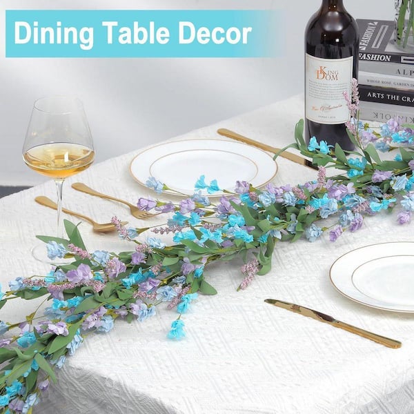 6 ft. Blue Artificial Mixed Flower Garland for Home Wedding Arch