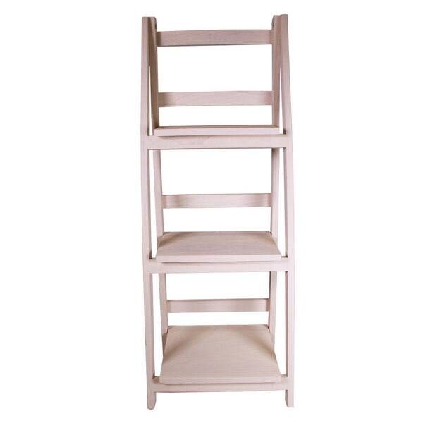 JIA HOME 13 in. x 36 in. Cream Wood Folding 3 Tier Ladder Display Shelf