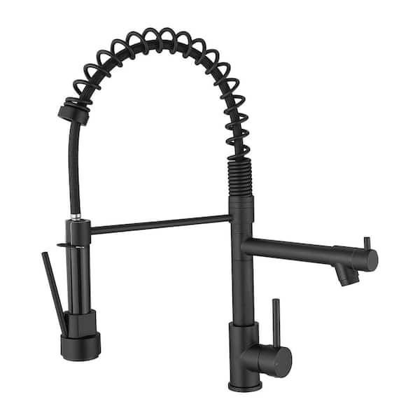 Unbranded Single Handle Pull Down Sprayer Kitchen Faucet with Pot Filler in Matte Black