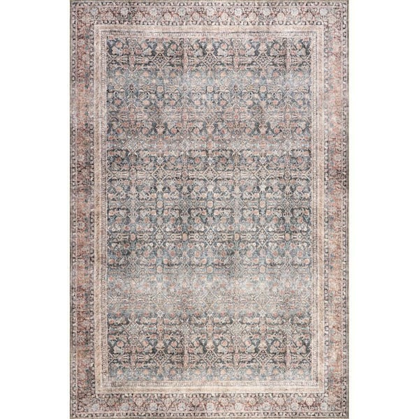 Hillstone Collection Traditional Vintage Medallion Elfrieda Blue 9 ft. x 12 ft. Area Rug