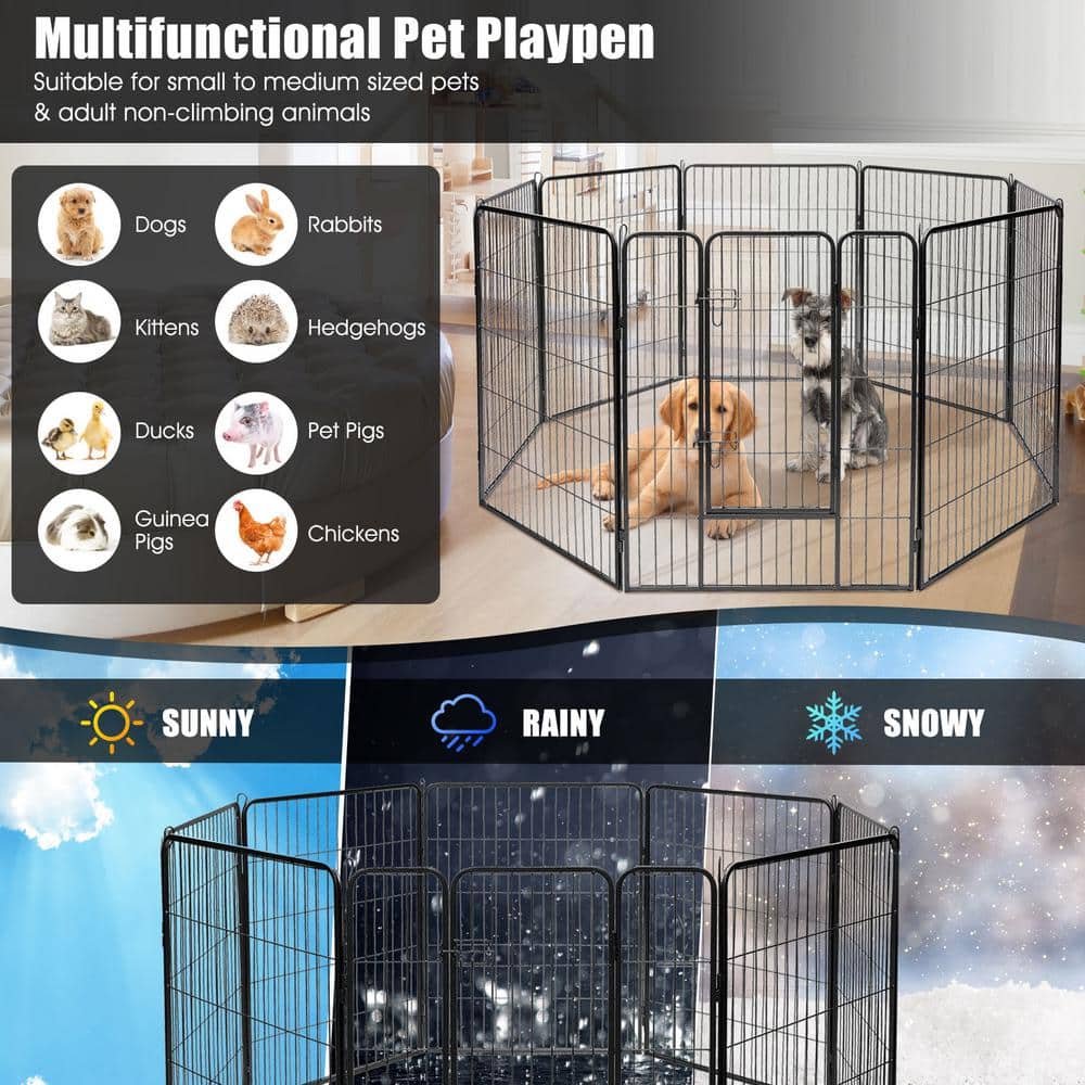 Heavy Duty Black Metal 40" Pet Playpen with Door