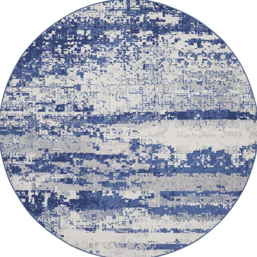 8' Round Blue Abstract WashableArea RugRunner Rug price history on PriceWatchPro