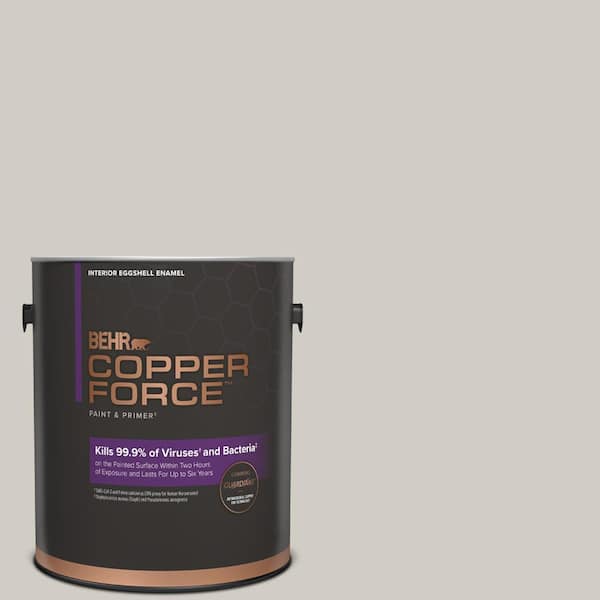 COPPER FORCE 1 gal. #HDC-NT-20 Cotton Grey Eggshell Enamel Virucidal and Antibacterial Interior Paint & Primer