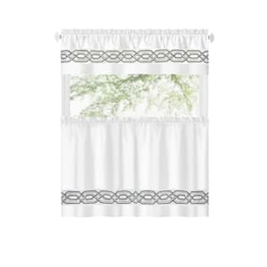 Paige Tier and Valance Light Filtering Window Curtain Set - 55x36 - White