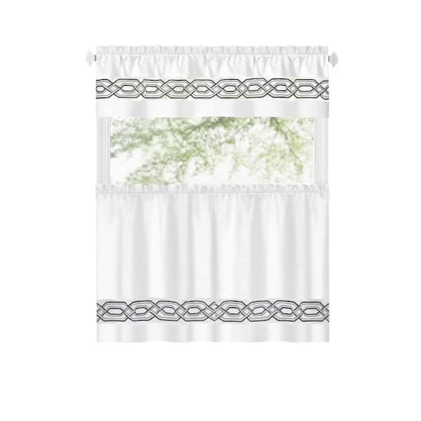 ACHIM Paige Tier and Valance Light Filtering Polyester Window Curtain Set - 55 x 24 - White