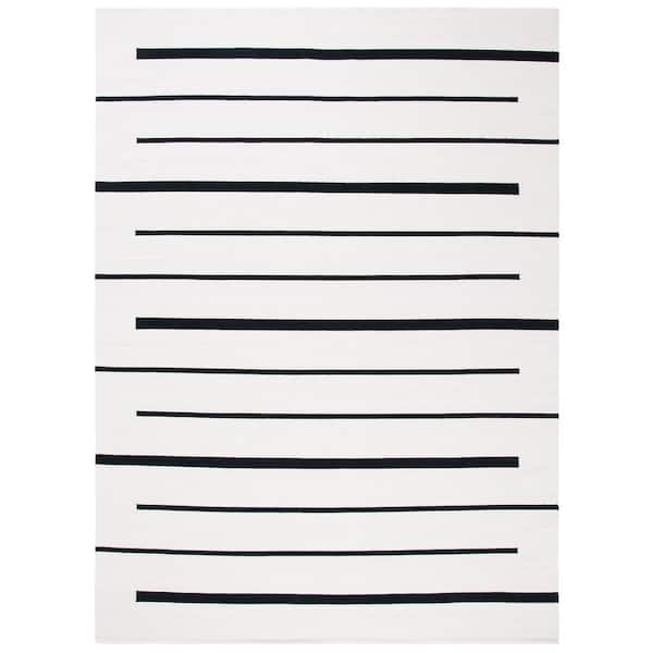SAFAVIEH Montauk Ivory/Black 10 ft. x 14 ft. Geometric Lines Area Rug